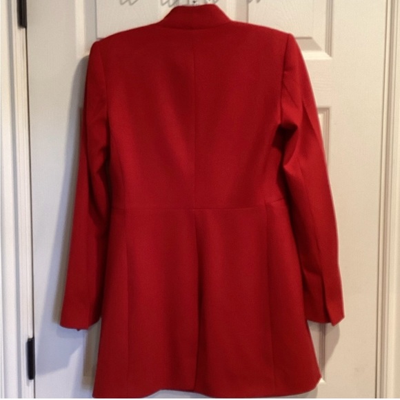 Zara Notched Collar Long Red Blazer Jacket Size: US M NWOT - Picture 3 of 7